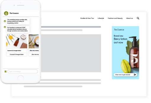 Conversational display ads Image of display ad driving to chat conversation on a mobile phone