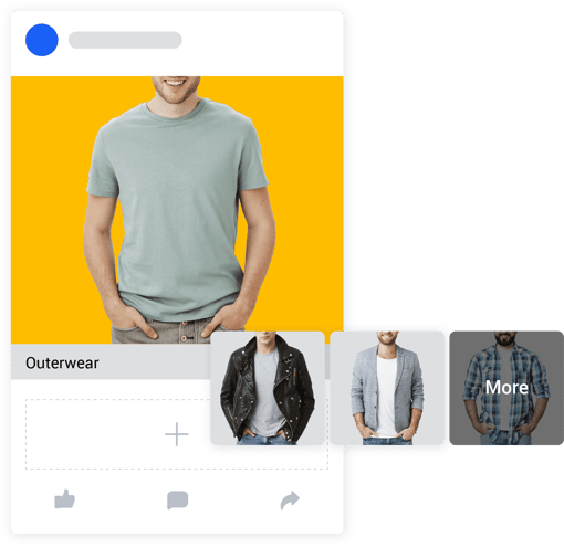 Facebook shops catalog Shirt options in a facebook shop