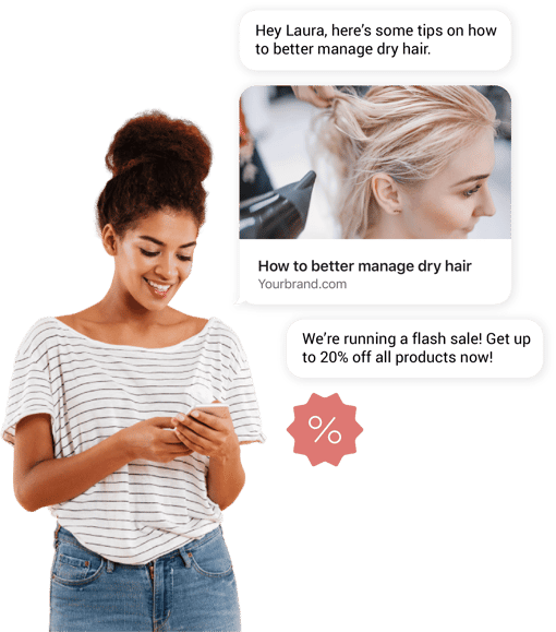 Image of brand sending a sale notification to a customer over chat