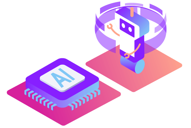 Chatbot Trends Image Illustration of a AI chip and Chatbot