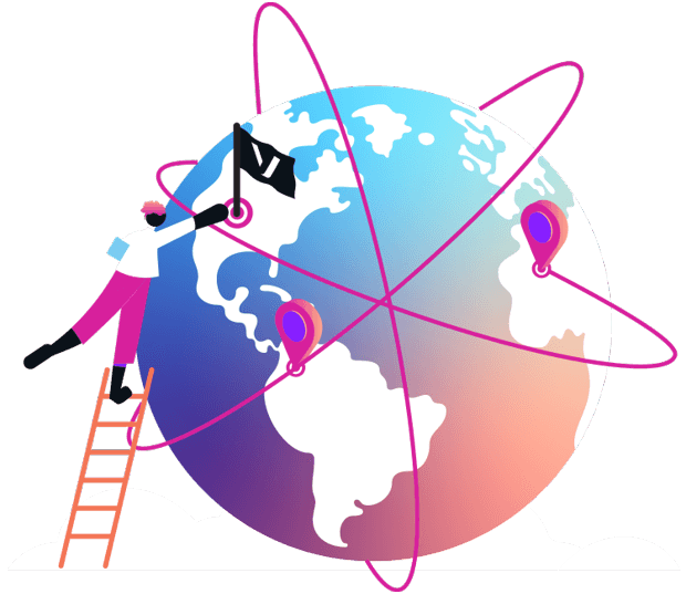 Worldwide Communication globe with ladder