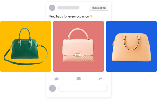 Engage facebook ads Purse shopping options loaded from facebook ad
