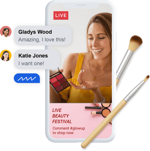 Facebook live conversation Facebook live conversation with makeup brushes